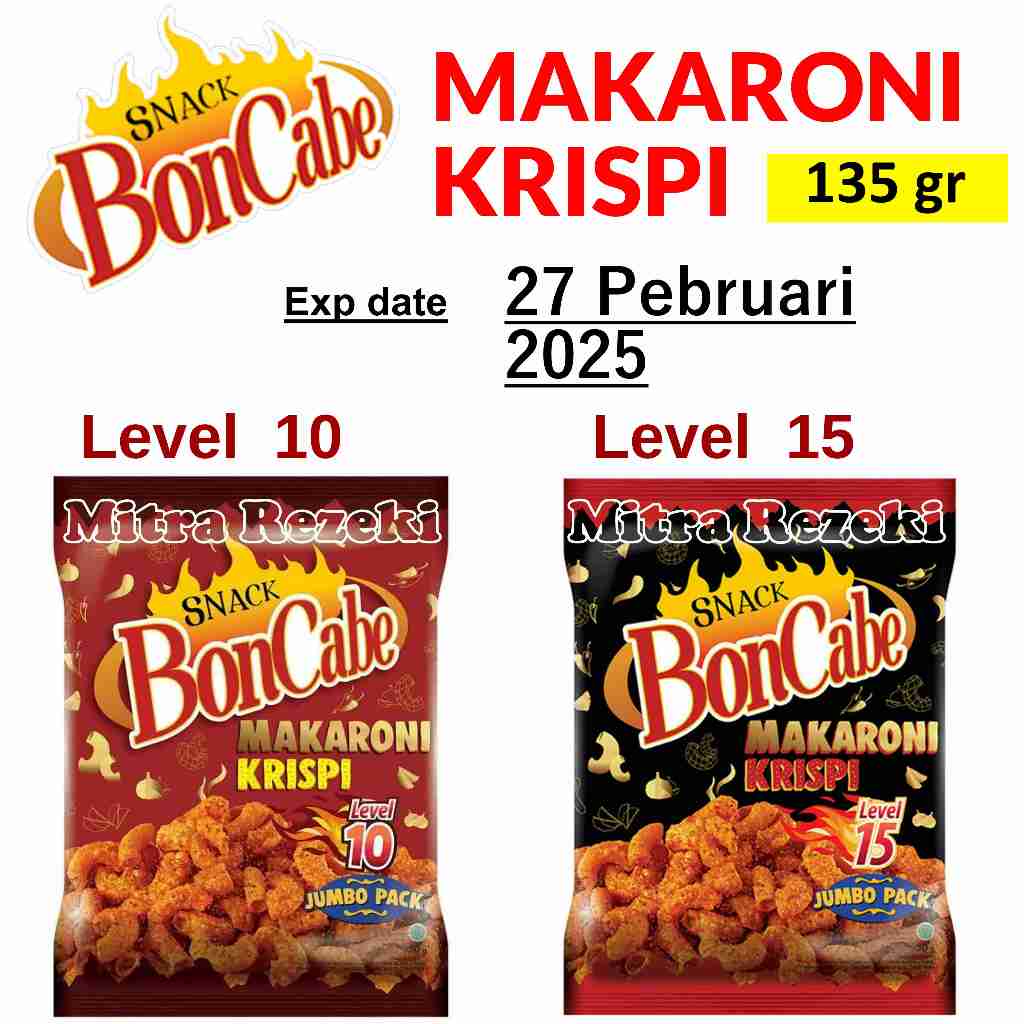 

BONCABE MAKARONI KRISPI SNACK LEVEL 10, LEVEL 15 KOBE MAKANAN RINGAN BONCABE MACARONI