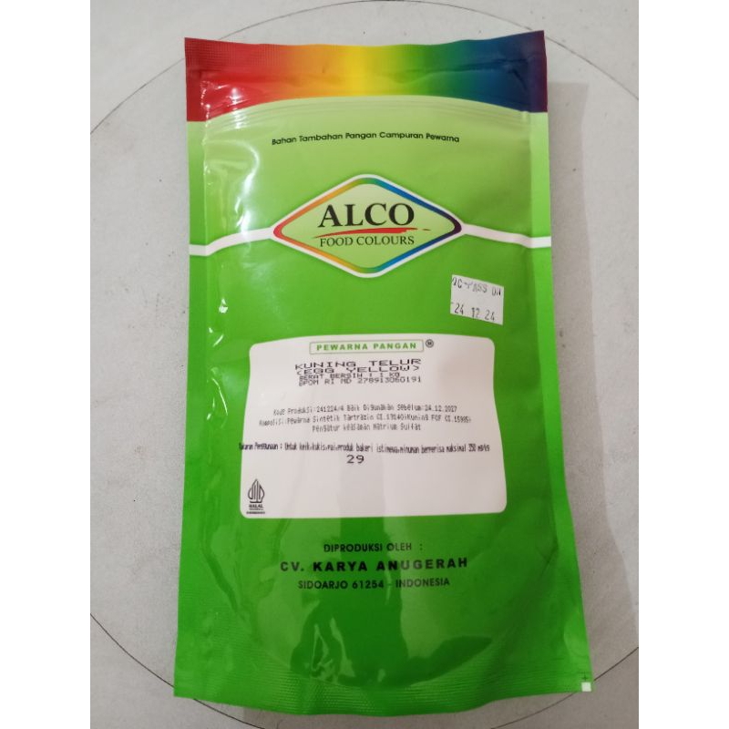 

pewarna makanan alco 1 kg warna kuning telur
