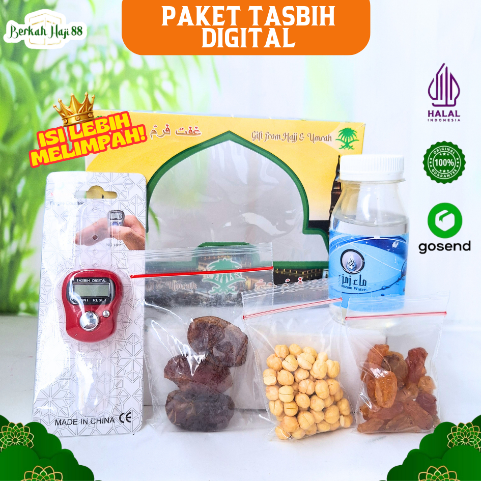 

Paket Oleh Oleh Umroh dan Haji Gift Hampers Air ZamZam Asli Tasbih Digital Premium