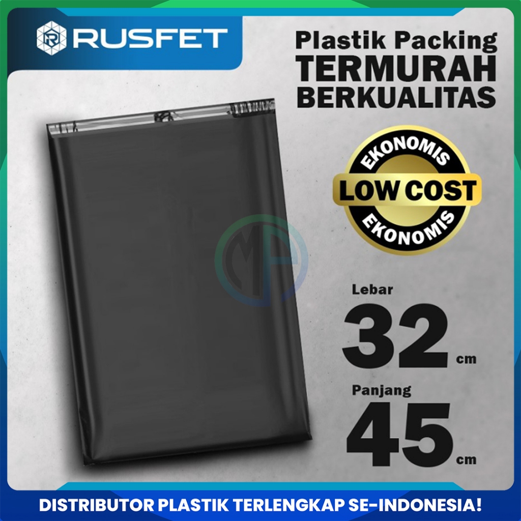 

Amplop Plastik Polymailer Hitam 32cm x 45cm Low Cost Plastic Packing Polos Online shop Rusfet Murah