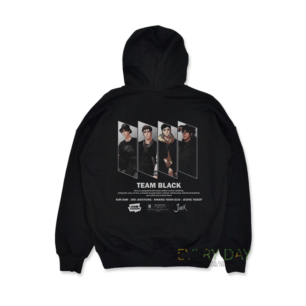 JAKET HOODIE Streetwear TEAM BLACK BL Outfit Manhwa JINX Cotton Fleece