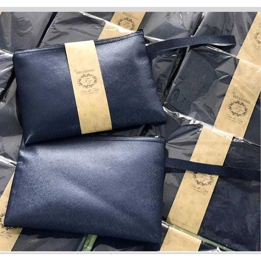 Souvenir Pouch Besar Murah Khusus Warna NAVY - Souvenir Pouch Prada Botega - Souvenir Dompet Murah -