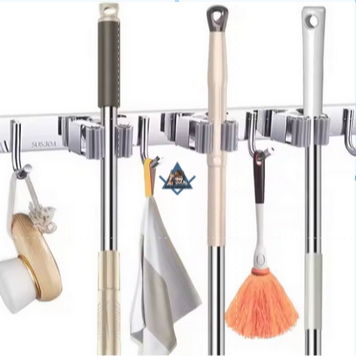 Gantungan Sapu Pel Rak Holder Gantungan Gagang Sapu Tempel Dinding Stainless Anti Karat