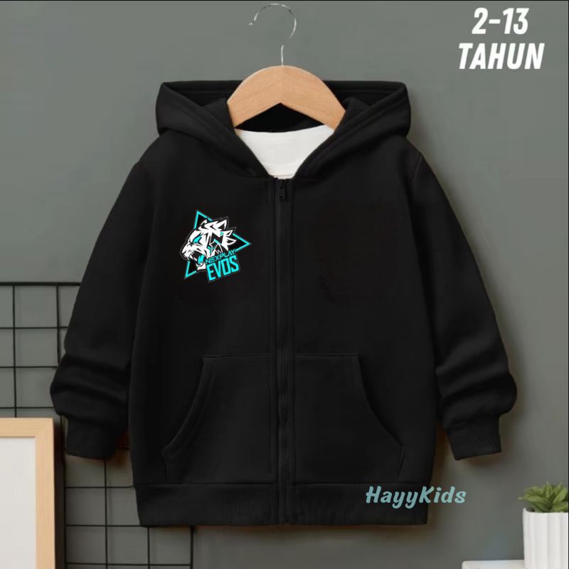 Jacket Hoodie Zipper Anak Terbaru FF EVOS Usia 2 3 4 5 6 7 8 9 10 11 12 13 14 Tahun/Jaket Sweater Ho
