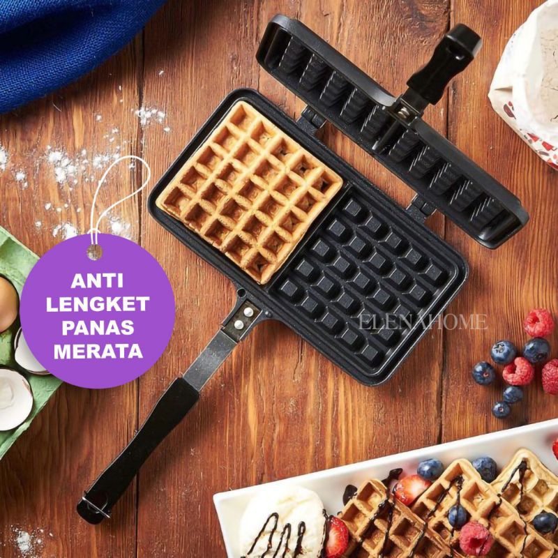CETAKAN KUE WAFFLE MAKER BENTUK KOTAK / CETAKAN WAFFLE MAKER KOMPOR TERMURAH