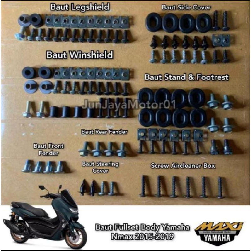 Baut Lengkap Fullset body Yamaha NMAX 2016-2022/Baut Lengkap Full set bodi Yamaha NMAX 2016-2022