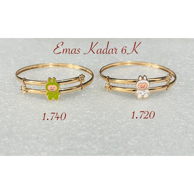 Gelang Anak Labubu Emas Muda Kadar 6K