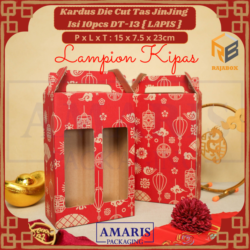 

DT-13 Kardus Die Cut Tas Jinjing Isi 2 Botol 500 ml Isi 10 Pcs Amaris Packaging