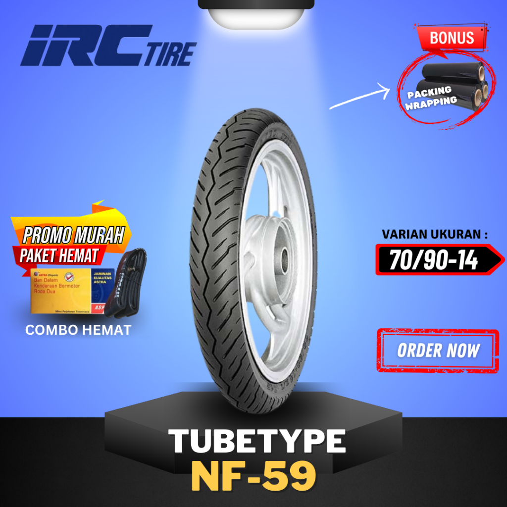 [READY COD] IRC NON TUBLES NF59 / BAN IRC TUBETYPE NF59 ( 70/90-14 ) BAN LUAR FDR TUBETYPE / BAN MOT