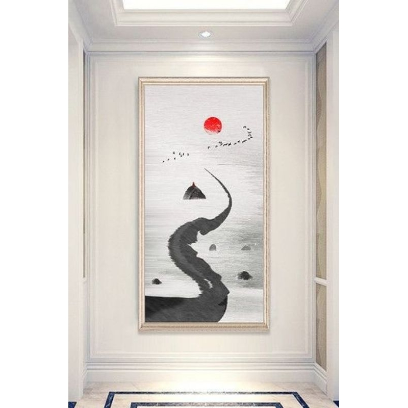 Lukisan pemandangan jepang modern art painting hiasan dinding rumah