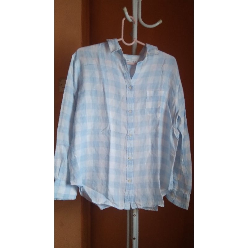 Kemeja wanita Giordano size S motif kotak2