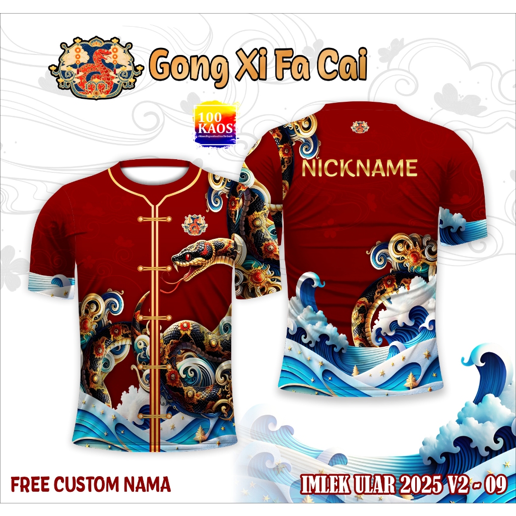 jersey dri-fit premium leher model o-neck kaos baju Cheongsam Model & Motif Modern tahun baru cina i