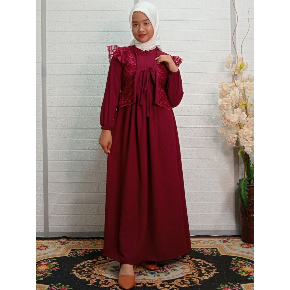 Gamis Anak Brokat Mix Crinkle Anggun dan Elegan untuk Si Kecil