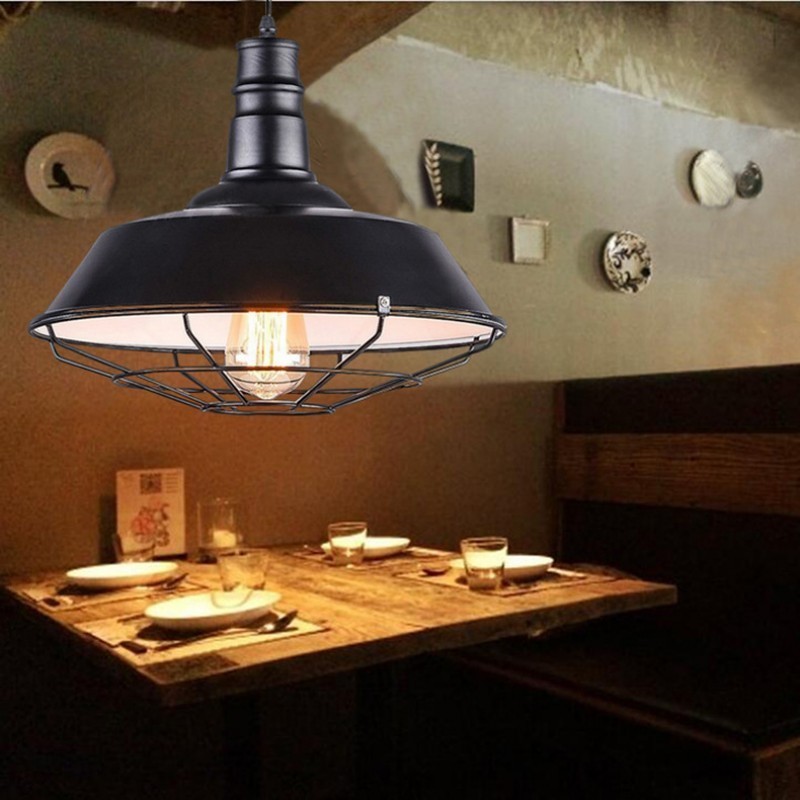 Lampu Gantung Kap Industrial Retro Kap Lampu Gantung Cafe Hitam Kap Lampu Gantung Besi