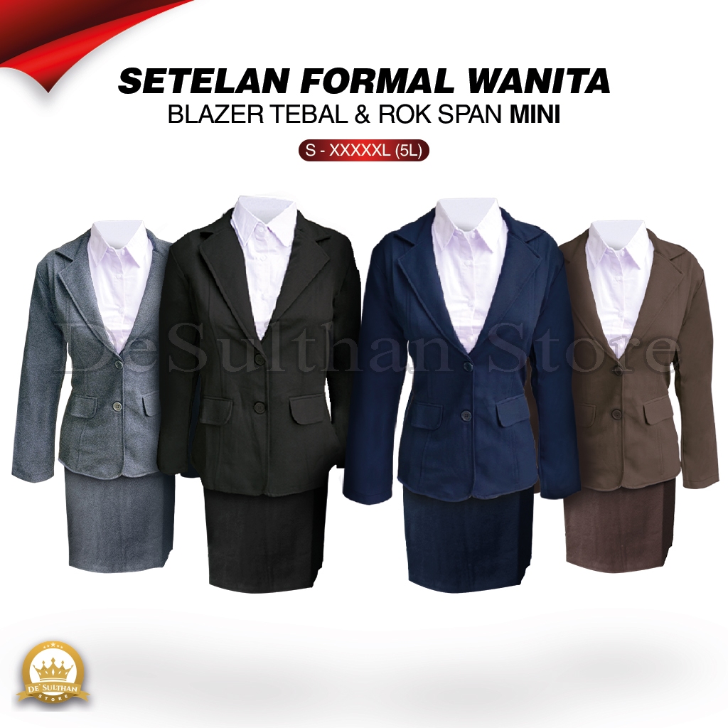 One Set Setelan Jas Blazer Rok Span Mini Pendek Wanita Stelan Jas Kerja Kantor Cewe Polos Dewasa Ana