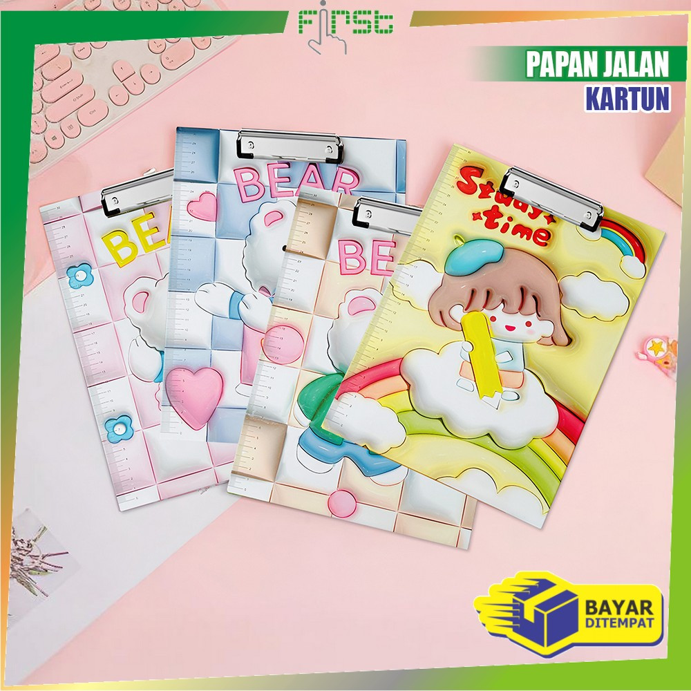 

FH-A112 Papan Ujian Motif Kartun 3D Anak Papan Jalan Ukuran A4 / Papan Ujian A4 Clipboard Karakter 3D / Exam Board Stationery