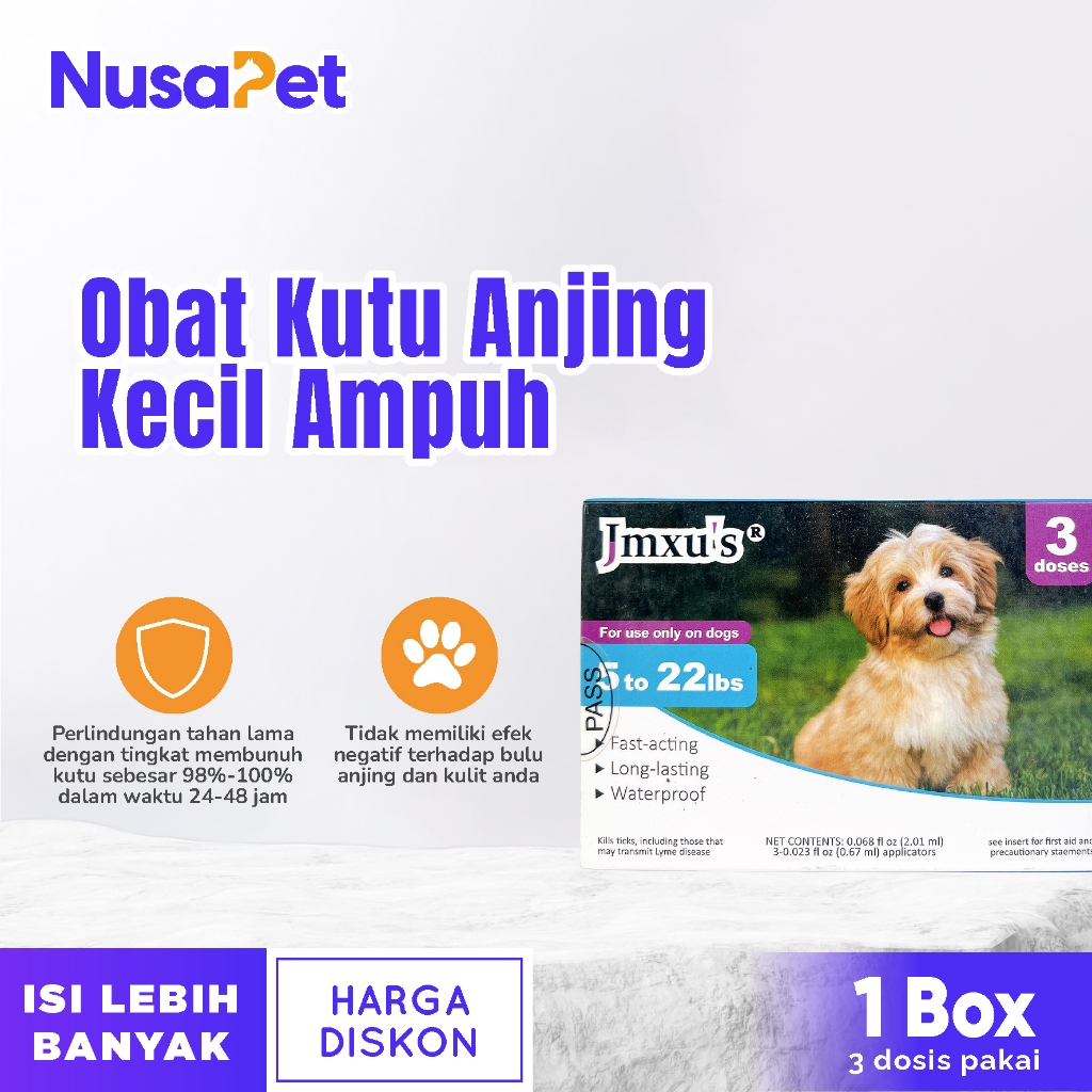 Obat Kutu Anjing Kecil Jmxu – Obat Anti Kutu Anjing Tetes – Obat Tetes Kutu Anjing Ampuh - 3 Dosis P