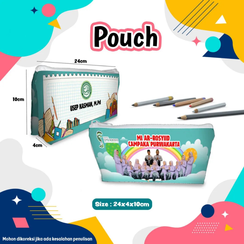 

Pencil Case bentuk pouch Custom Name Tempat Pensil Pakai Nama Dompet Kostak Kotak Pensil