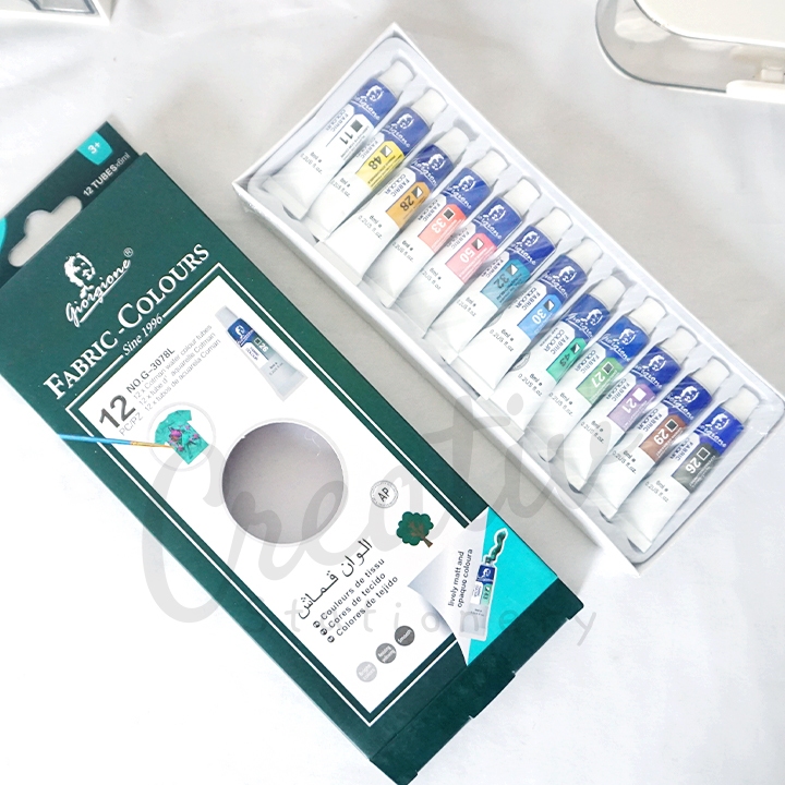 

Giorgione Fabric Colours Paint Set 12 Warna 6 ML G-3078L 6ml - Cat Tekstil Cerah & Tahan Lama