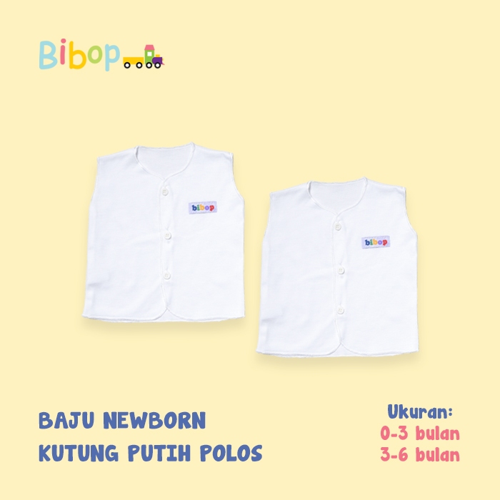 Baju Bayi Bibo Newborn Lengan Kutung Putih Polos