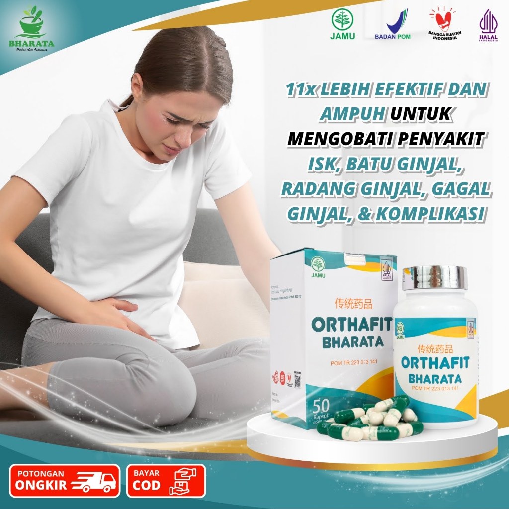 Orthafit Bharata Obat Batu Ginjal | Obat Prostat | Obat Herbal ISK | 50 Kapsul | 100% Original