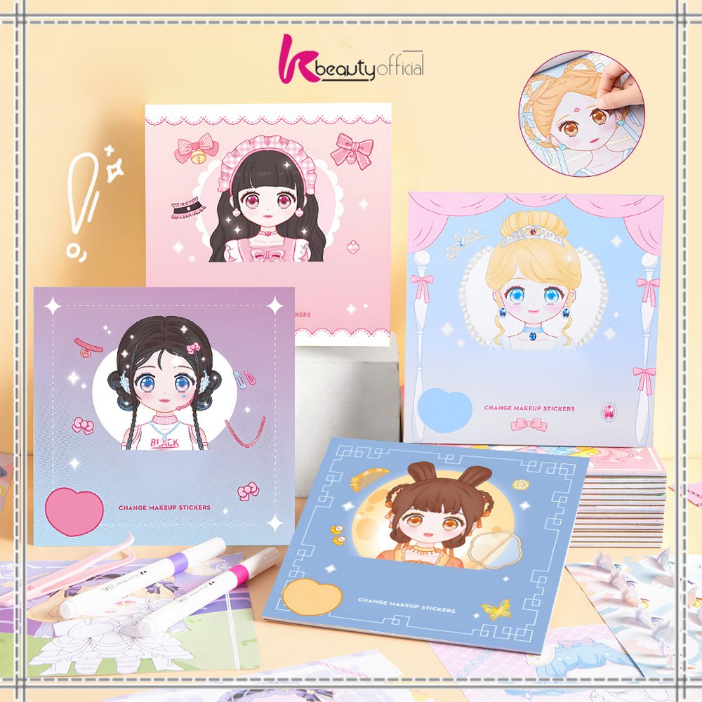 

KB-M375 DIY Mainan Stiker Ganti Muka Buku Stiker Ekspresi Girl Change Makeup Stickers / Mainan Anak Perempuan Keterampilan Merias Wajah Kartun Make Up Dekorasi