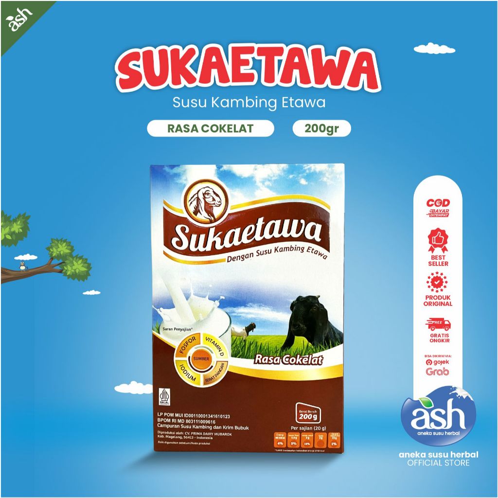 

SUSU SUKAETAWA 200gr Rasa Cokelat- Meningkatkan Daya Tahan Tubuh Baik Baik Untuk Pencernaan Menjaga baik Untuk Pencernaan Menjaga Kesehatan Jantung - Adam Herbal - Aneka Susu Herbal