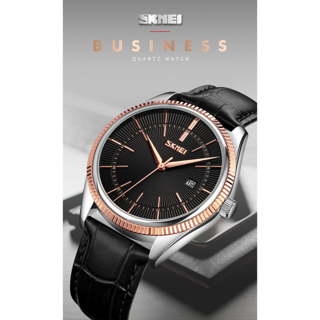 SKMEI 9298 Original Jam Tangan Pria Analog Kulit Leather Tahan Air