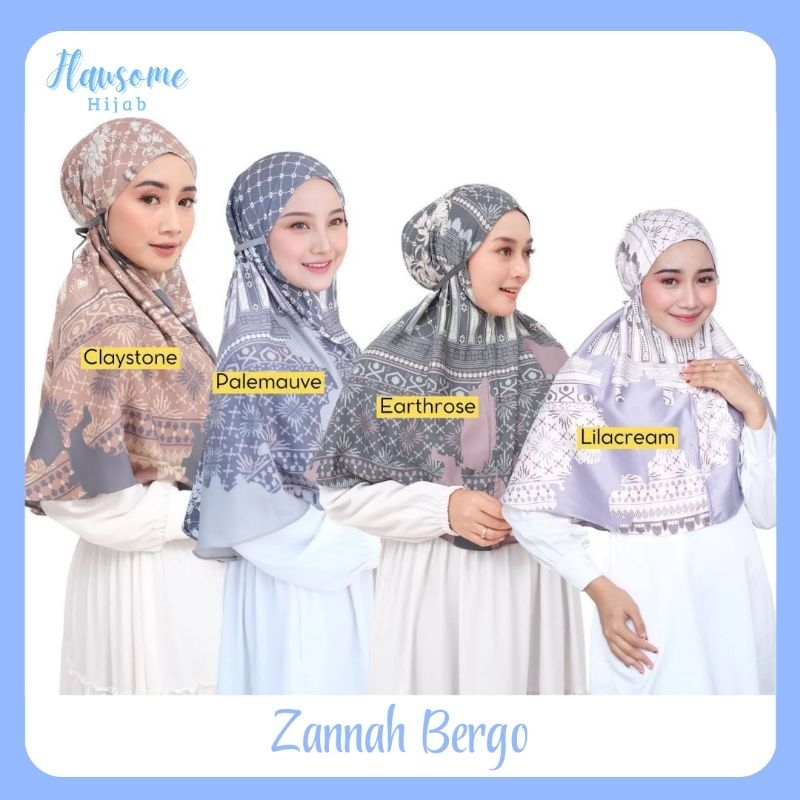HIJAB INSTAN ZANNAH BERGO MOTIF PREMIUM TANPA PET | MAXMARA IMPORT - FLOWSOME HIJAB