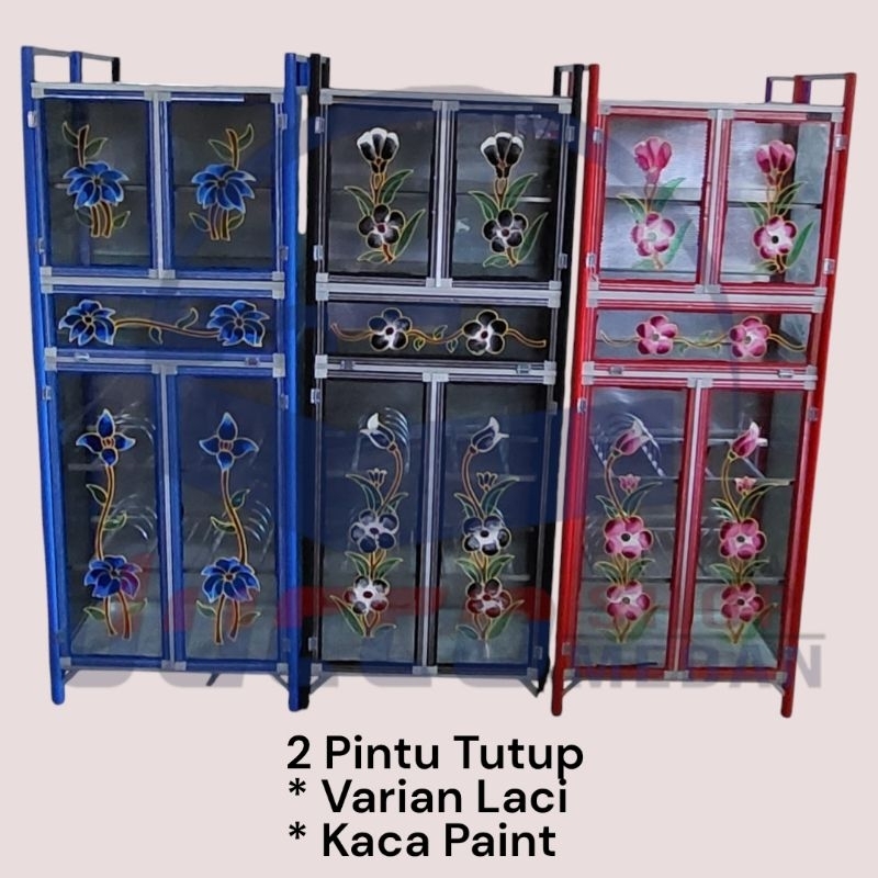 [ Jucco ] Rak Piring 2 Pintu Aluminium - Lemari Sayur 2pintu Kaca - Rak Piring Kaca 2pintu Murah - M