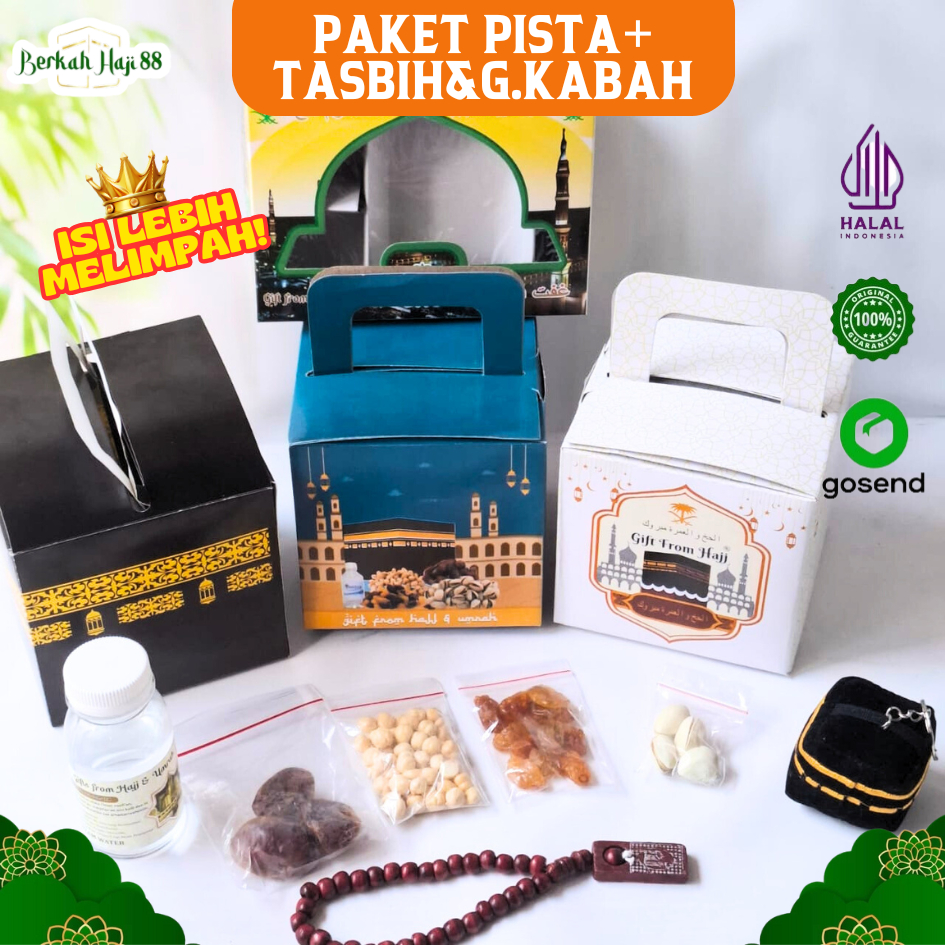 

Paket Oleh Oleh Umroh Souvenir Haji Pistachio Dus Kabah Hampers Gantungan kunci Kabah