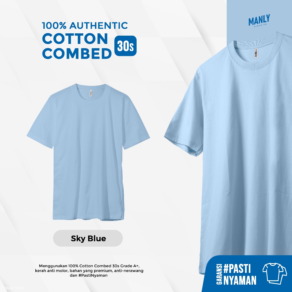 KAOS SKY BLUE PREMIUM COMBED 30S