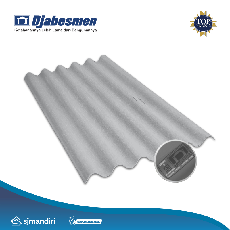 Atap Fiber Semen Djabesmen 6 Gelombang Besar (B100) Lebar 1020mm Tebal 5mm Djabes 6 SNI