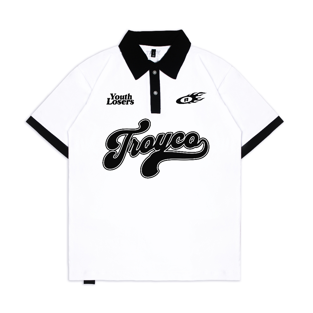 Troy Company Wangky Polo Shirt White Black Acedia - Kaos Polo Wangki Pria Putih Hitam WKD 2898