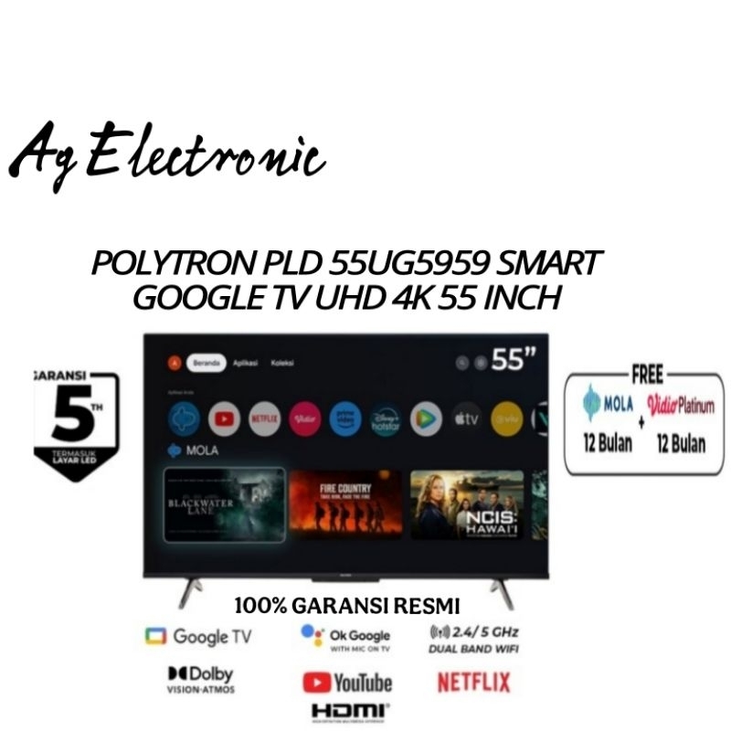 POLYTRON 55 INCH PLD 55UG5959 Google tv android 4k UHD 55 inch