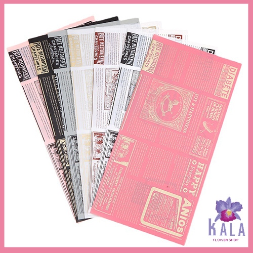 

20 Lembar Flower Wrapping Newspaper Cellophane Kertas Buket Motif Koran kb6131