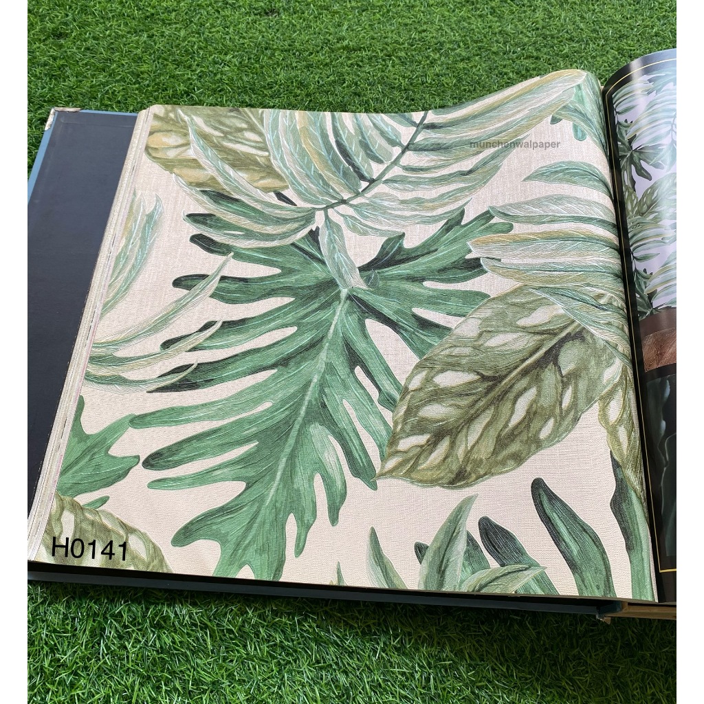 Wallpaper Dinding Daun Daun Besar Hijau Elegan