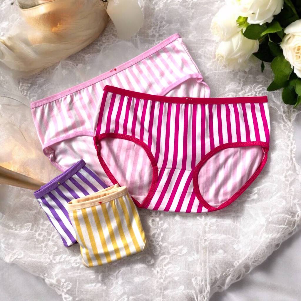 VM Celana Dalam Wanita CD Wanita Bahan Katun Motif Salur Besar | Celana Dalam Remaja Motif Murah CD5