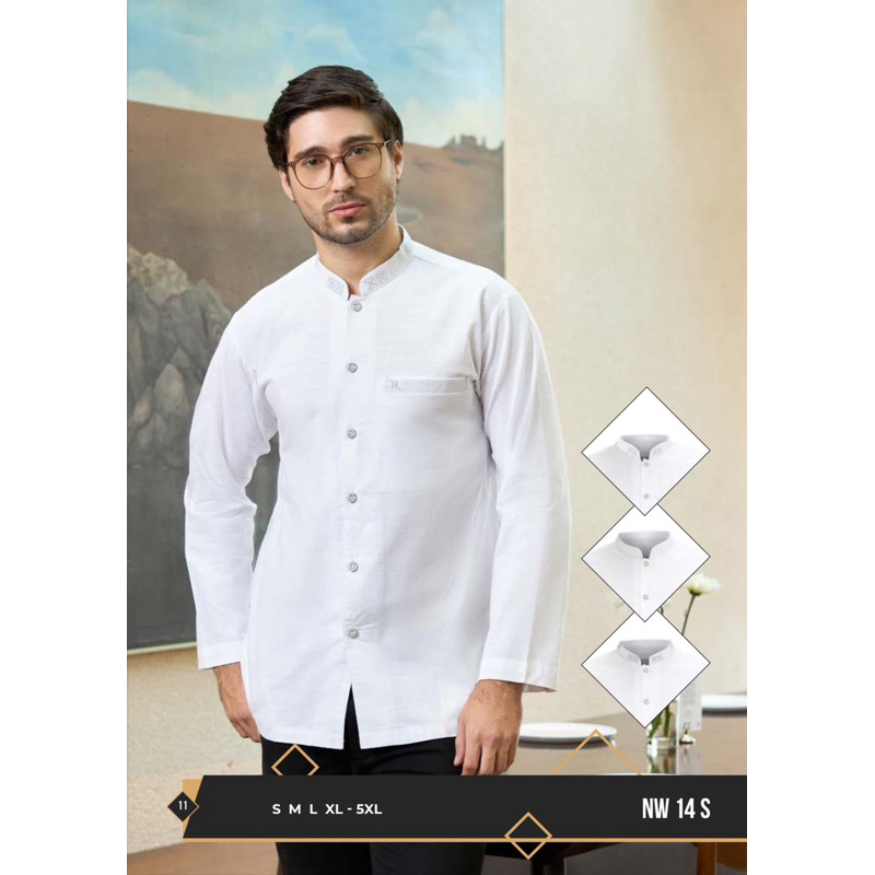 BAJU KOKO NIZAR BORDIR NW 14 S PUTIH NEW 2025