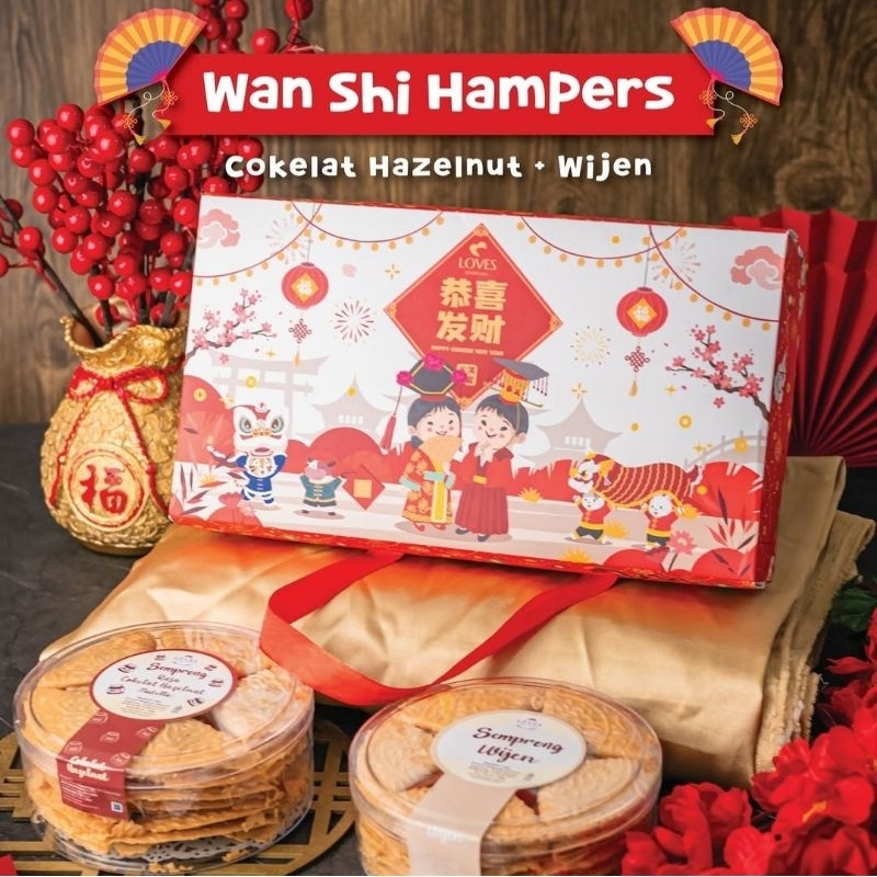 

Wan Shi Hampers Imlek CNY isi Nutella Coklat Hazelnut + Wijen Loves Semprong Kue Kering