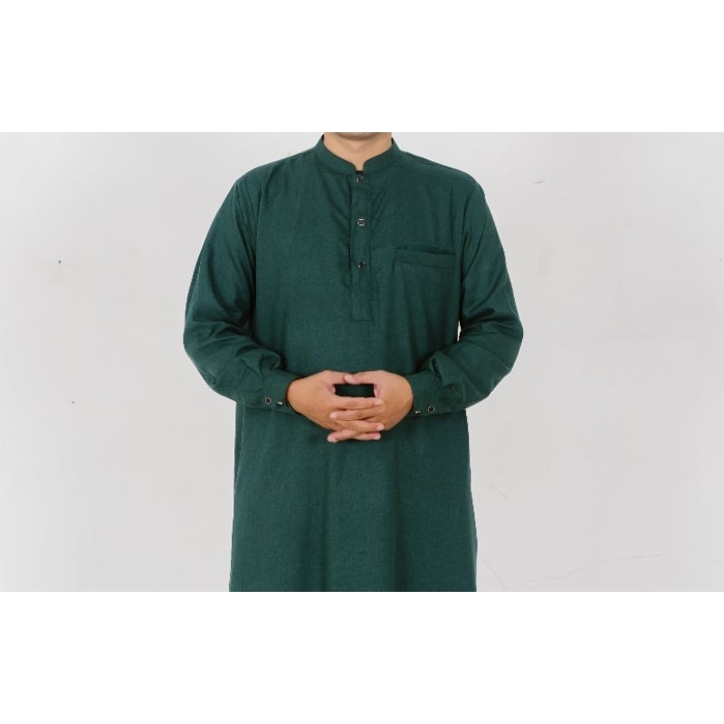 Baju Gamis / jubah pria polos kancing kotak lengan panjang