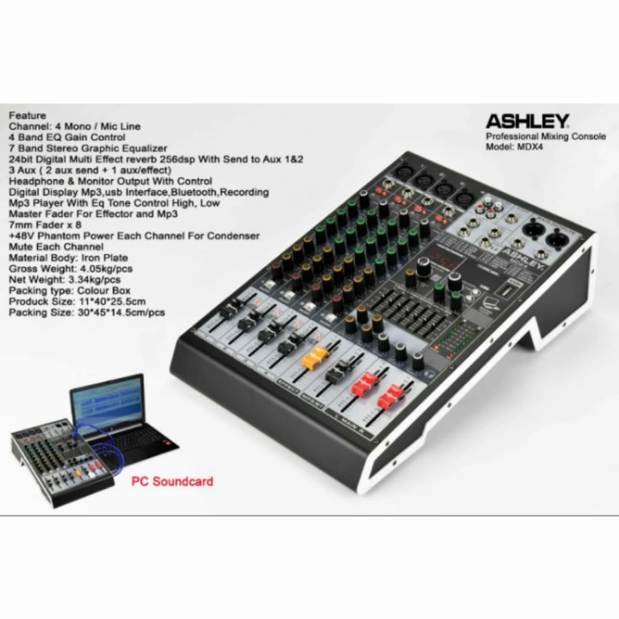 MIXER AUDIO ASHLEY MDX 4 NEW VERSI ORIGINAL 4CHANNEL