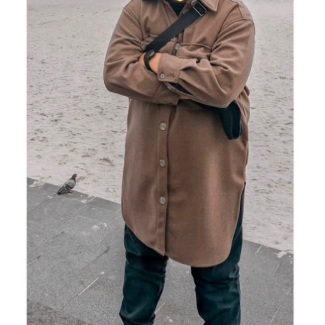 PRELOVED H&M AUTHENTIC Long Coat Jaket Suede brown Size M