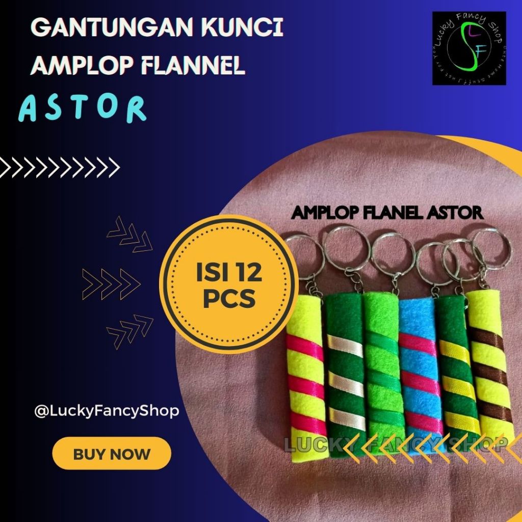 

GANTUNGAN KUNCI AMPLOP ASTOR FLANEL ISI 12 PCS LEBARAN KONDANGAN FLANNEL TERMURAH