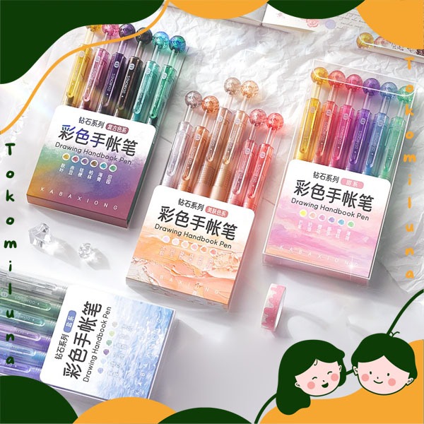 

1 set isi 6 pcs colored diamond drawing pen pulpen warna warni cantik estetik HB1848