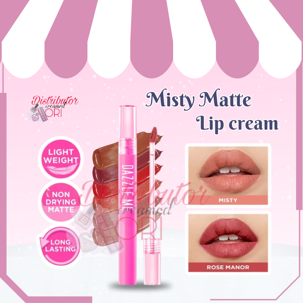 New DAZZLE ME Misty Matte Lip Cream | Silky Kiss Lip Matte Non Sticky 12 Jam Tanhan Air Lipcream