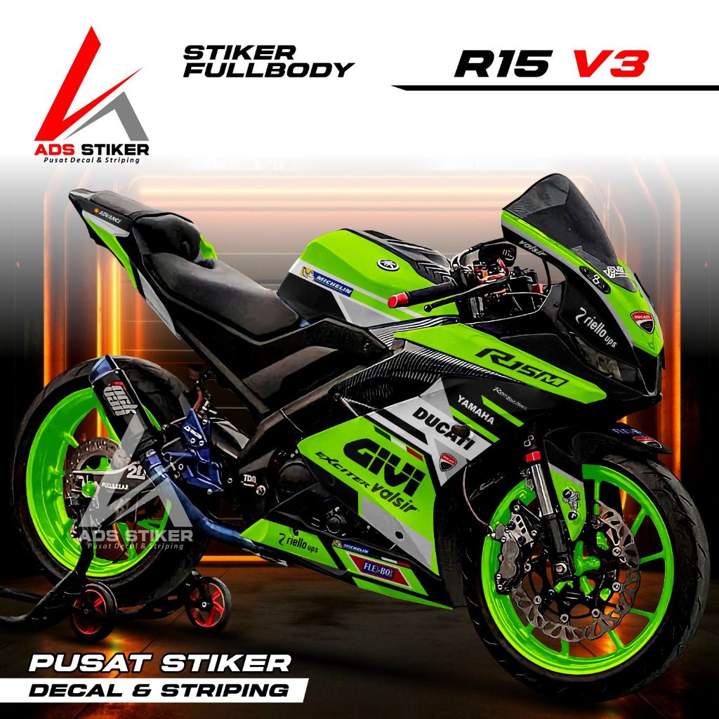 (COD) Decal R15 Full Body - Stiker Variasi R15 - Striping R15 Full Blok Sticker R15 Full body