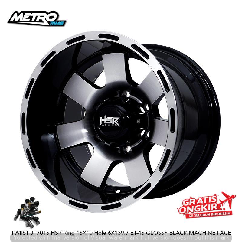 VELG TWIIST HSR R15X10 H6X139,7 ET-45 pelek celong mobil hardtop, mazda BT50, hilux DC ring 15