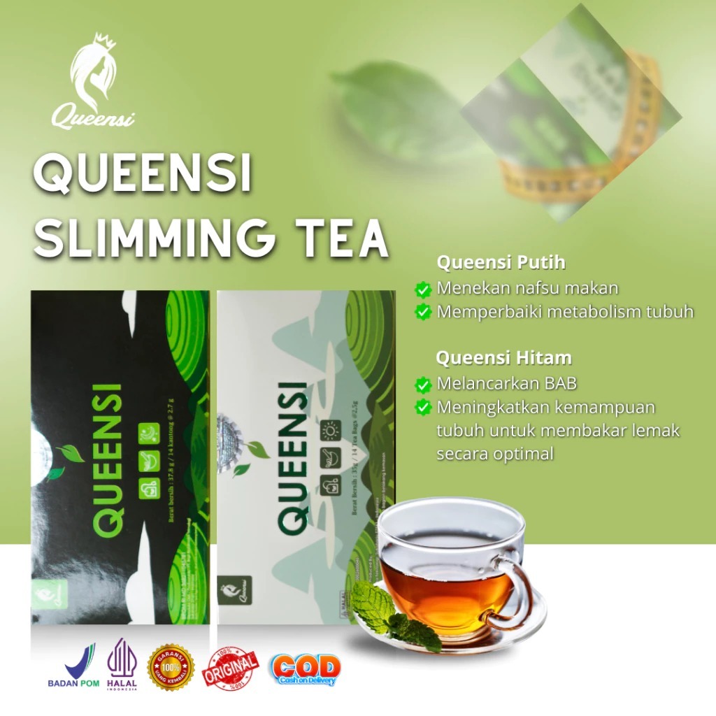 

Queensi Tea Pagi dan Malam - Greentea BPOM