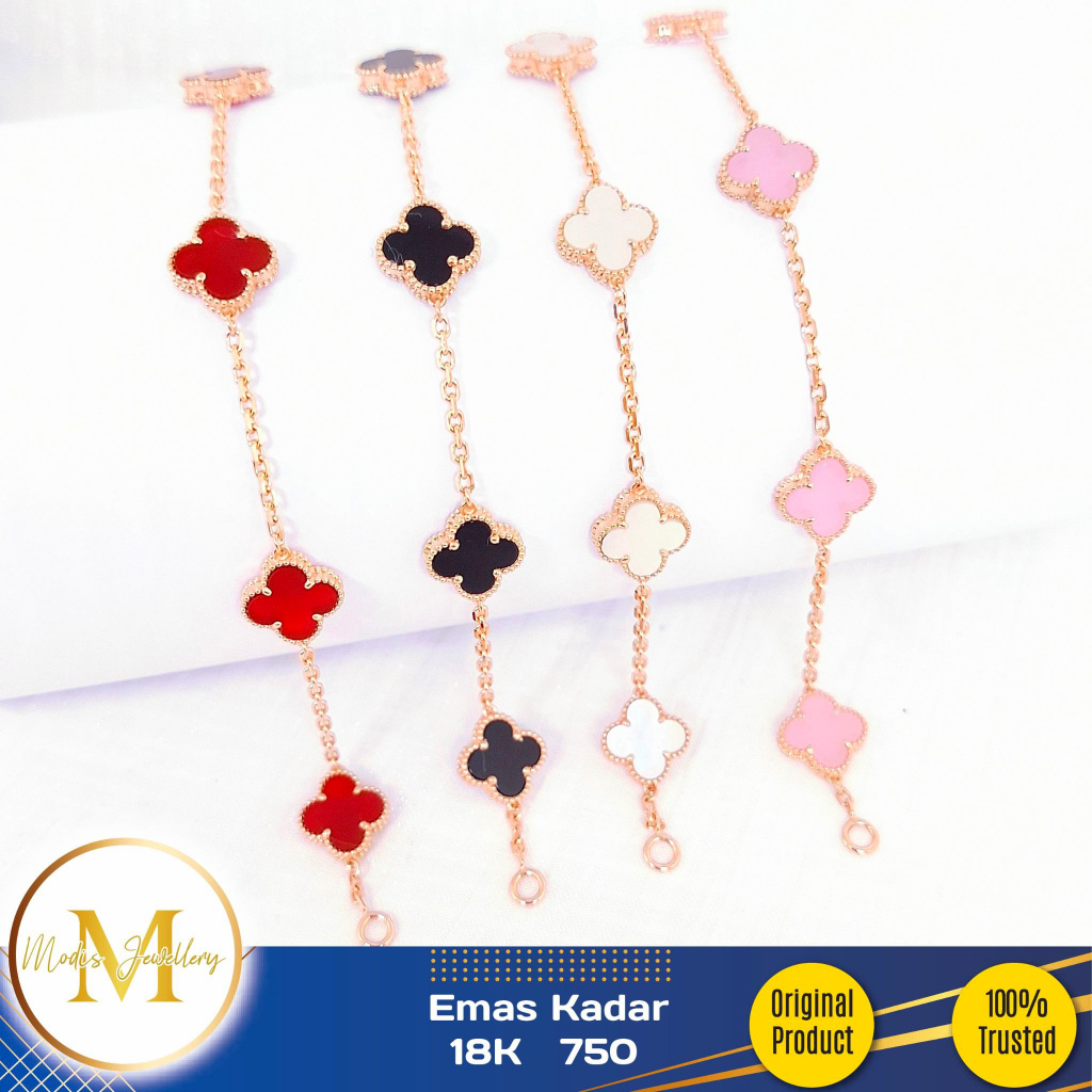 MODIS JEWELLERY - Gelang Clover Italy Rosegold AUX - Emas 18k  750
